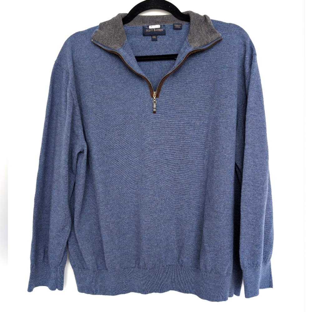 Scott Barber 100% Merino Wool Quarterzip Pullover Sweater Sz XXL Dadcore